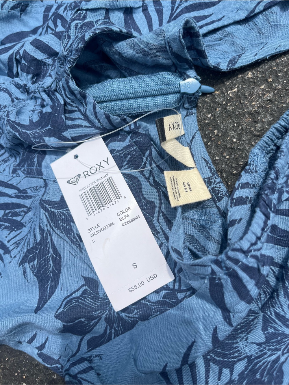 NWT Women’s Roxy Blue Floral Leaf Dress - Size Small - Picture 4 of 10